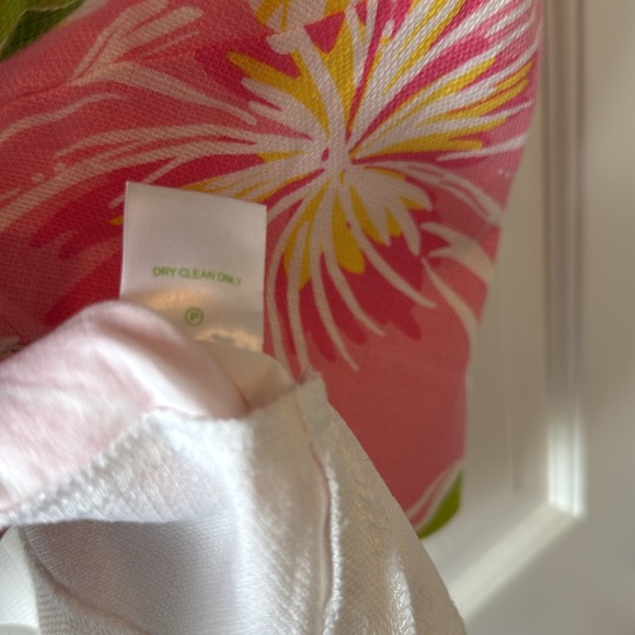 LILLY PULITZER LARGE FLORAL SHEATH DRESS PINK GREEN WHITE SIZE 12 PREPPY COTTON - Picture 8 of 11